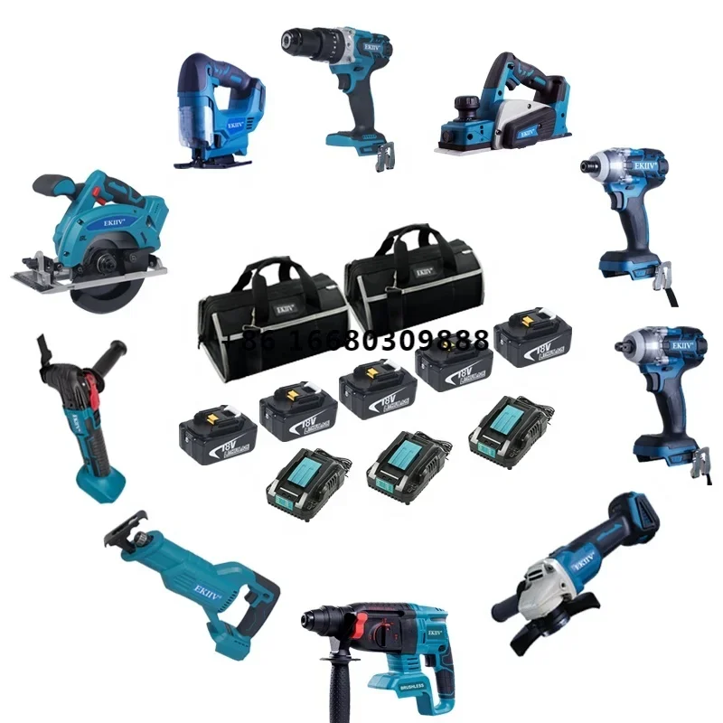 EKIIV Wholesale Power Tools Bulk 21V Construction Tools Battery Power Tool Set Combo Cordless