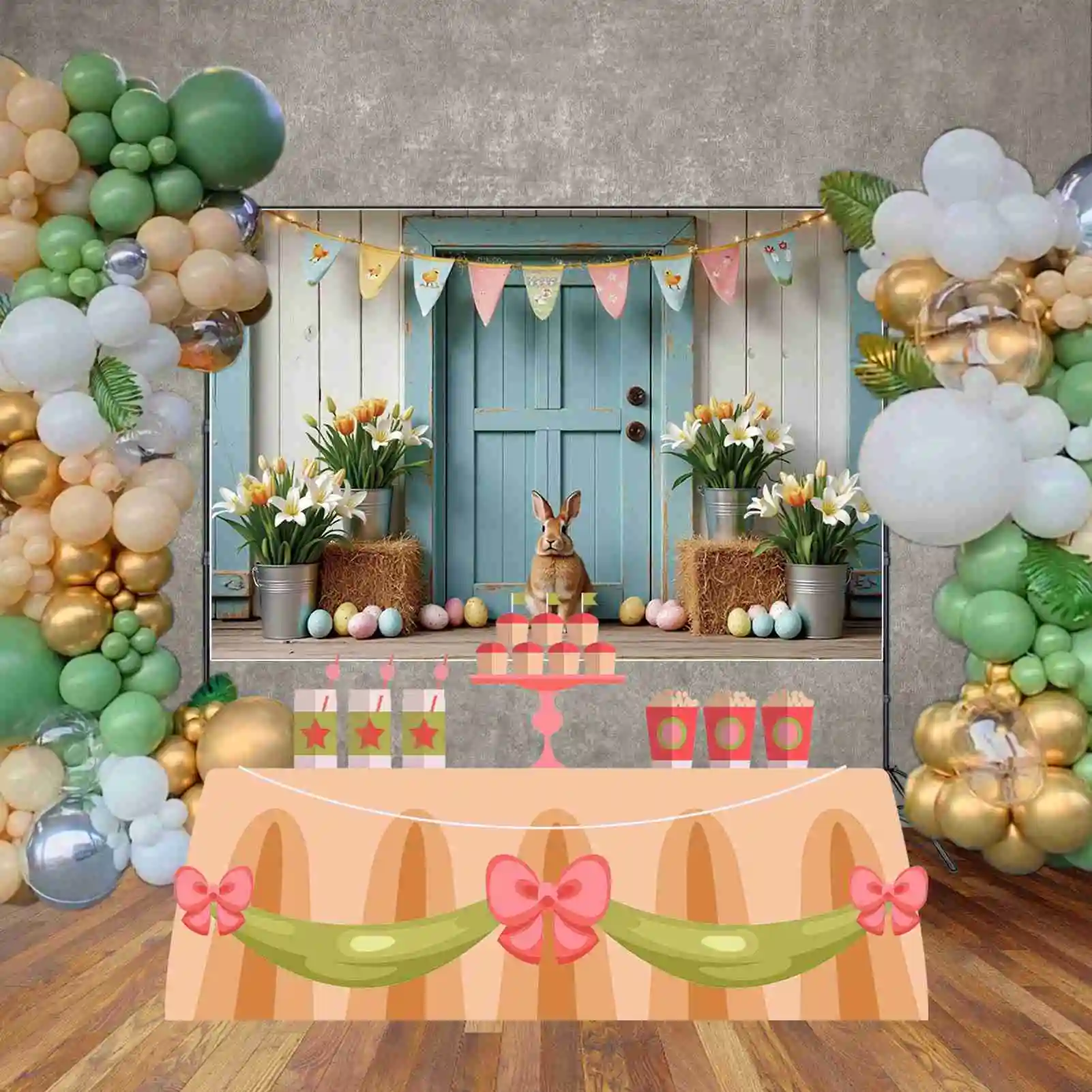 ريفي عيد الفصح الديكور صورة خلفية الأطفال عطلة حزب الباب فوتوزون خلفية استوديو التصوير فوتوبوث