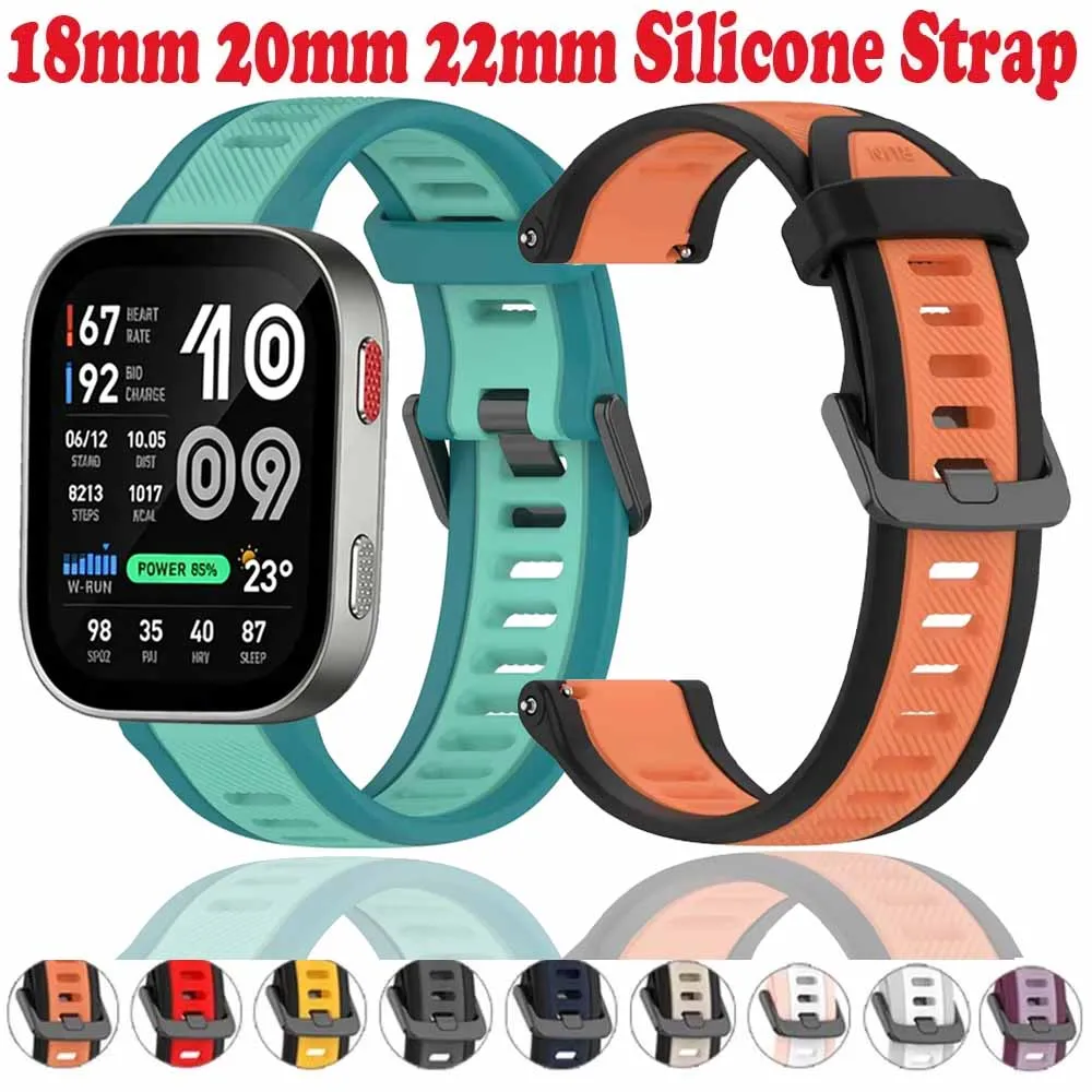 18/20/22mm Weiches Silikonarmband für Amazfit Bip Max 6 5 Balance 3 2 Komfortables Verstellbares Armband für Amazfit Active Max 3 2 Gurt