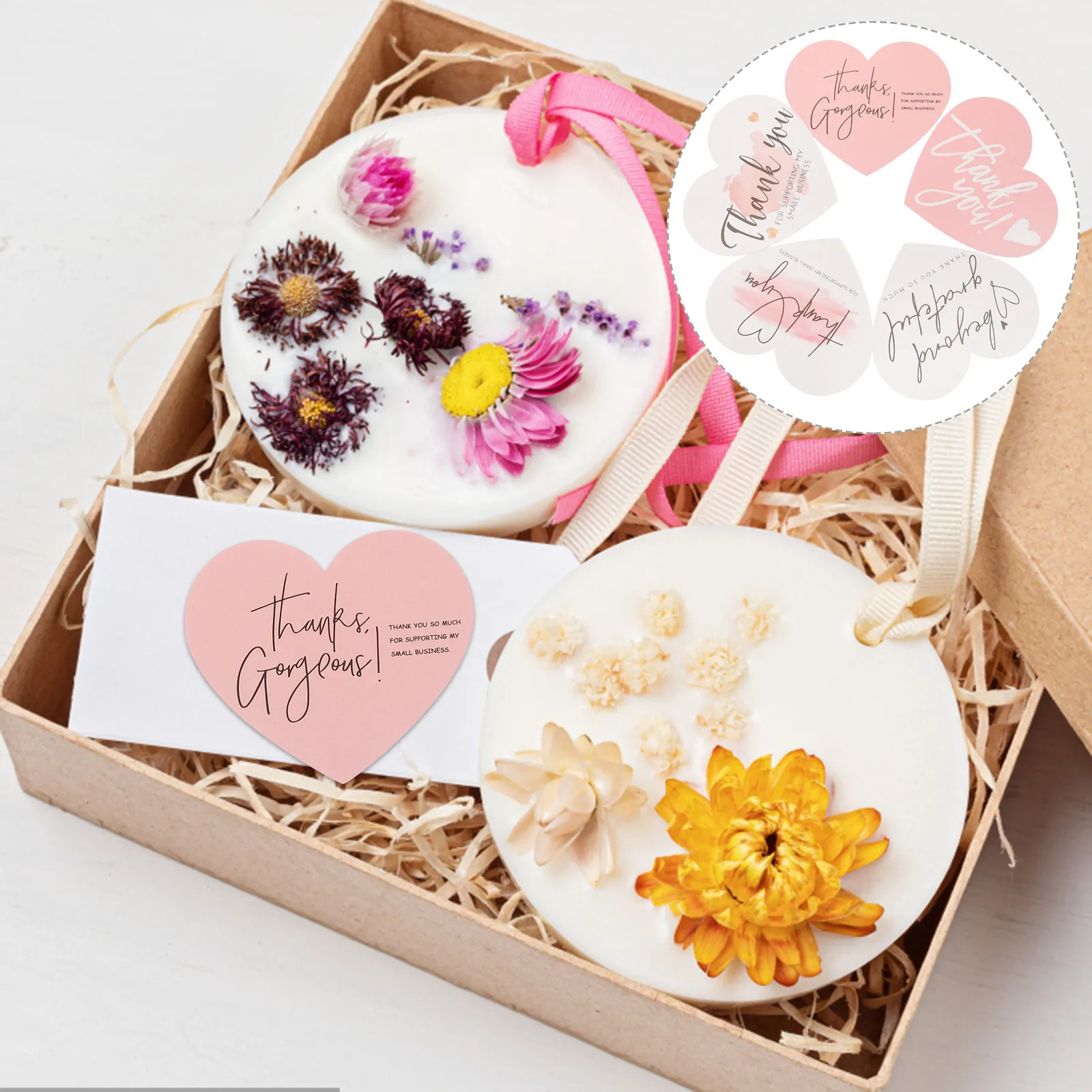 

150Pcs Thank You Cards Decorative Gift Cards for Wedding Shower Small Business Supplies Elegant Heart Stickers