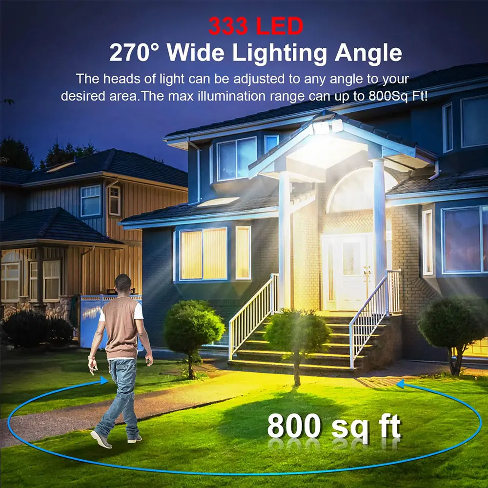 1 Set solar power LED light four head rotating human body induction remote control wall lamp outdoor corridor lighting