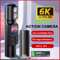Portable Handheld 6K 5K 4K Action Camera EIS 5X Zoom 350° Rotatable Dual Lens Pocket Sports Camera 50MP Wi-Fi Webcam DV Recorder