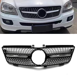 Racing Grill Front Grille For Mercedes Benz ML Class W164 2005-2008 ML320 ML350 ML500 Black/Silver Upper Bumper Hood Mesh Grid
