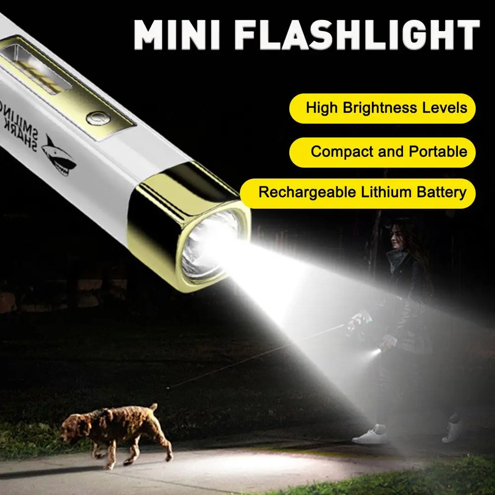 Mini Pocket Flashlight Torch USB Rechargeable Ultra Range Flashlight Long LED Bright Small Waterproof Lamp Outdoor D2R6