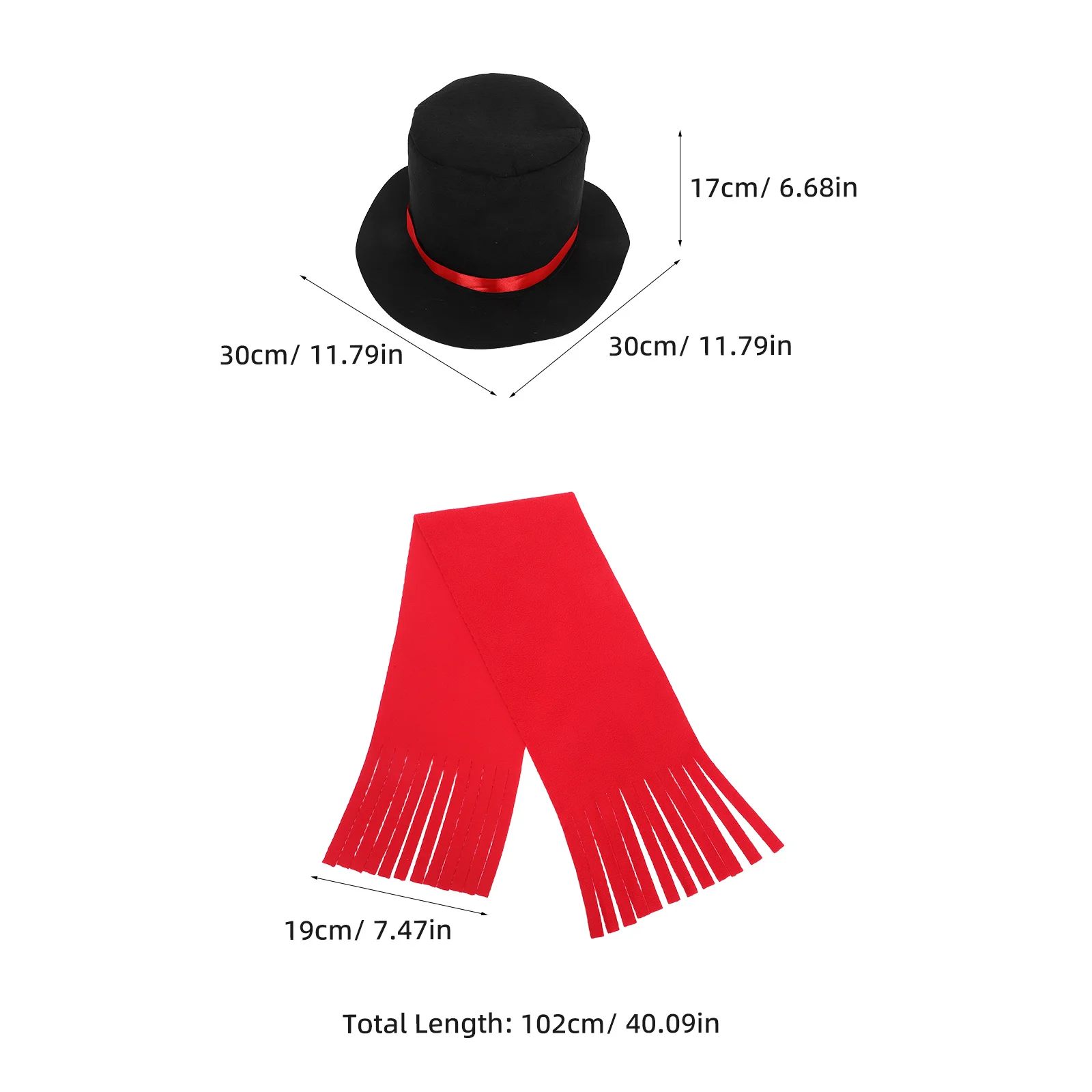 2Pcs Christmas Snowman Dress Up Kit Hat Scarf Winter Holiday Party Costume Cosplay Supplies Snowman Fancy Dress