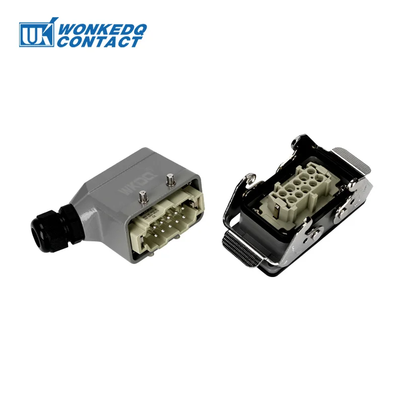 Heavy Duty Power Connectors HDC HE 10 Inserts 500V 16A Contact Screw Crimp Industrial Rectangular Hood Top/Side Entry HDC-HE-010