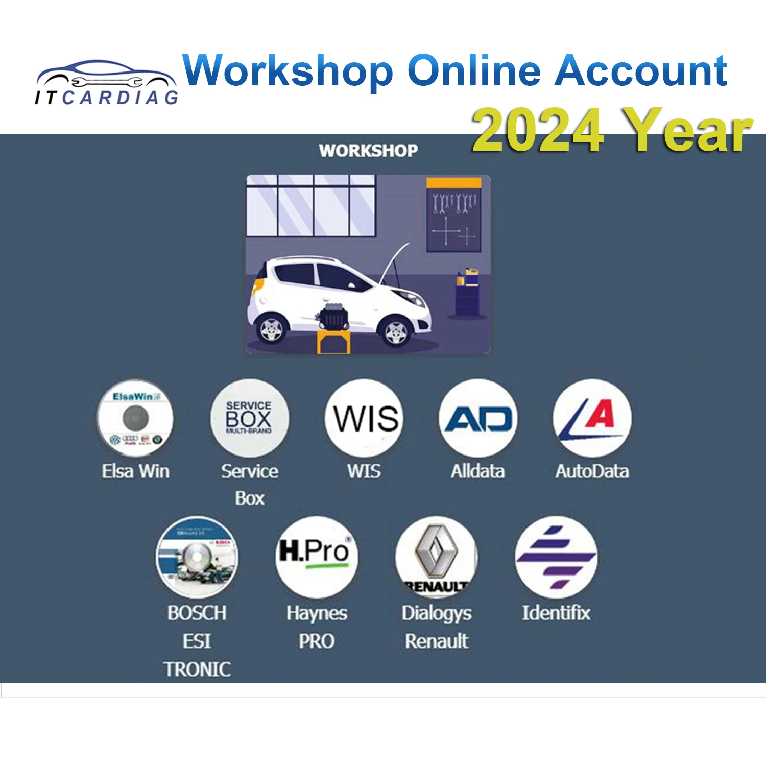 2024 Newest Online Account Workshop Car Repair Software for Autodata Alldata Auto Data Haynes PRO Service Box Identifix