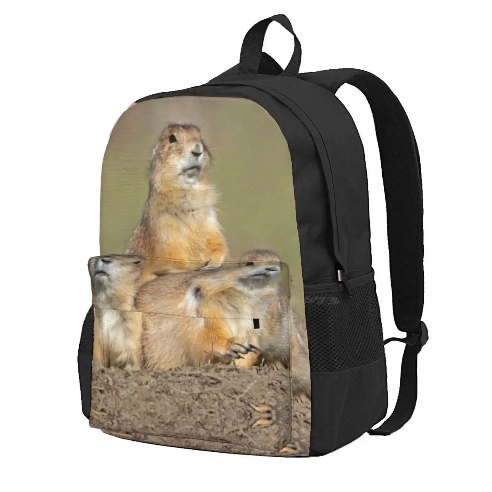 Three Black-Tailed Prairie Dogs At Theodore Roosevelt Np Hot Sale Schoolbag Backpack Fashion Bags Black Tailed Prairie Dogs