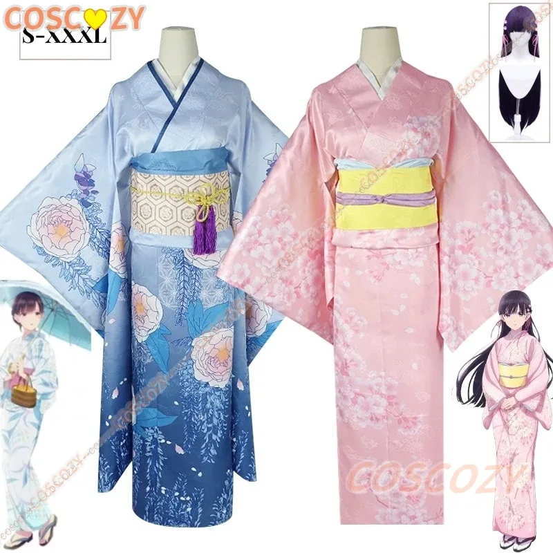 

Cosplay Anime My Happy Marriage Miyo Saimori Cosplay Costume Flower Printed Pink Kinomo Miyo Saimori Cosplay Wig Headwear Set