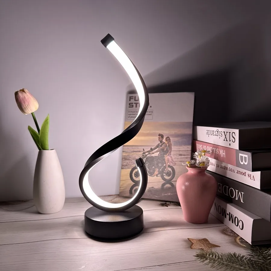 1PC Compact Modern Ironwork USB Three-color Dimming Desktop Decorative Lamp