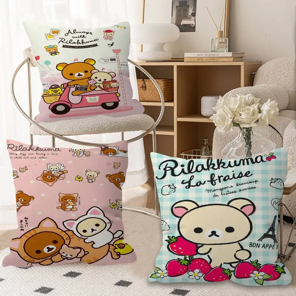 

Popular Cute R-rilakkumas Bear Cushion Cover Pillowcase Upholstery Sofa Throw Pillow Home Decor Pillowcas