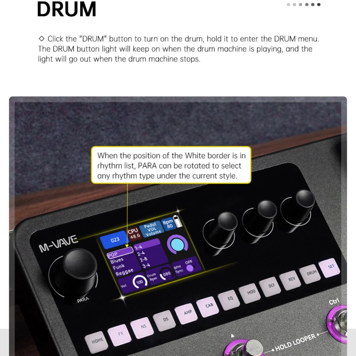 M-VAVE MK-20 Guitar/Bass Multi-Effects Processor Pedal, 20 Amp