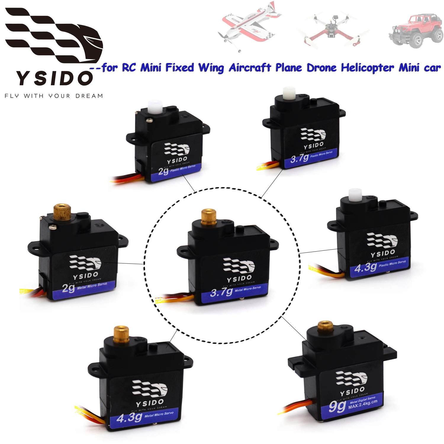 RC Micro Servo 2g 3.7g 4.3g 9g JST 1.25/2.0mm Dupont Plug for RC Mini Fixed Wing Aircraft Plane Drone Helicopter Mini Car Parts