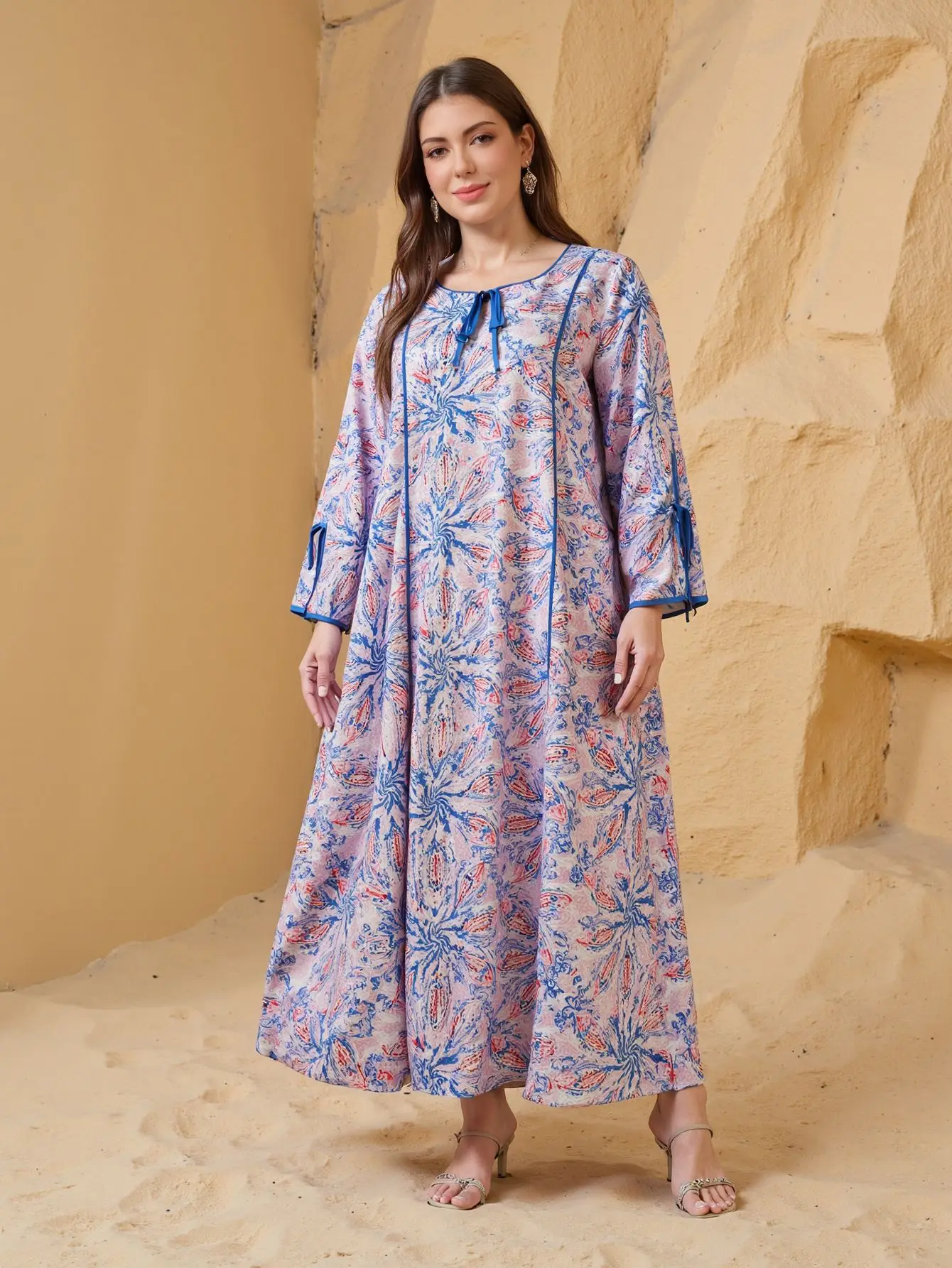 Women Muslim Abaya Dress Party Dresses Print Kaftan Islam Jalabiya Vestidos Arab Long Robe Ramadan Eid Morocco Dubai Abayas