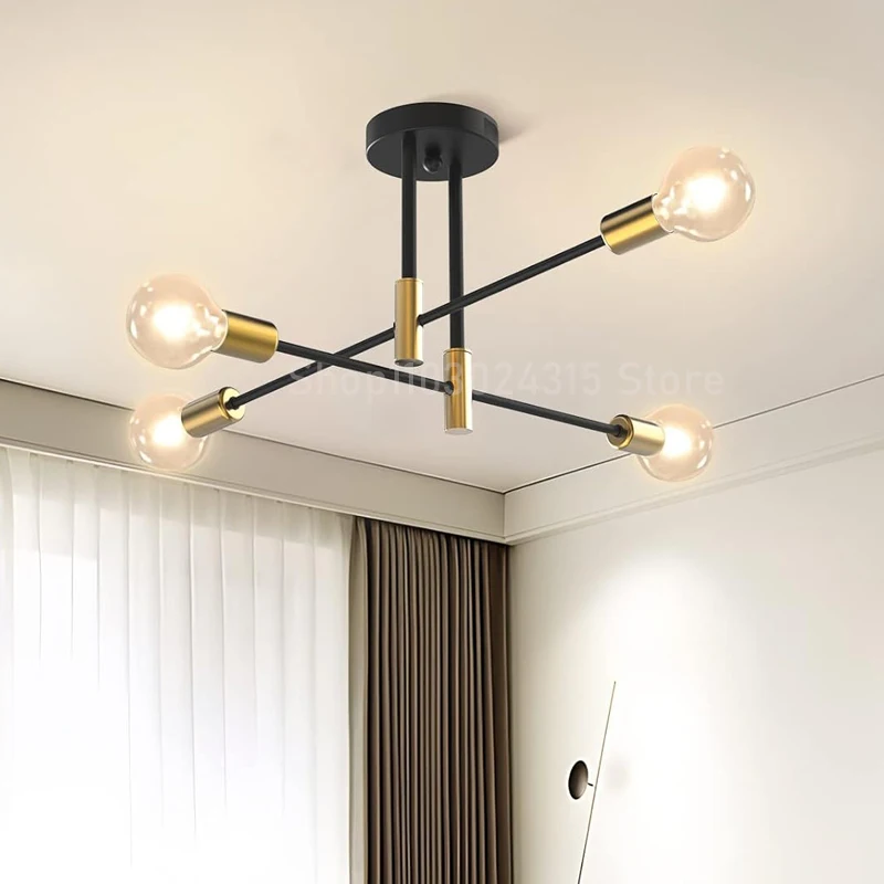 Lampadario a soffitto semplice ramo moderno nordico E27 nero oro LED plafoniera ristorante corridoio balcone illuminazione del corridoio