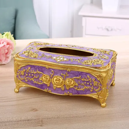 European Tissue Box Creative Living Room Paper Box Hotel KTV Tissue Box Hotel Restaurant Plastic Napkin Paper Box Golden Home