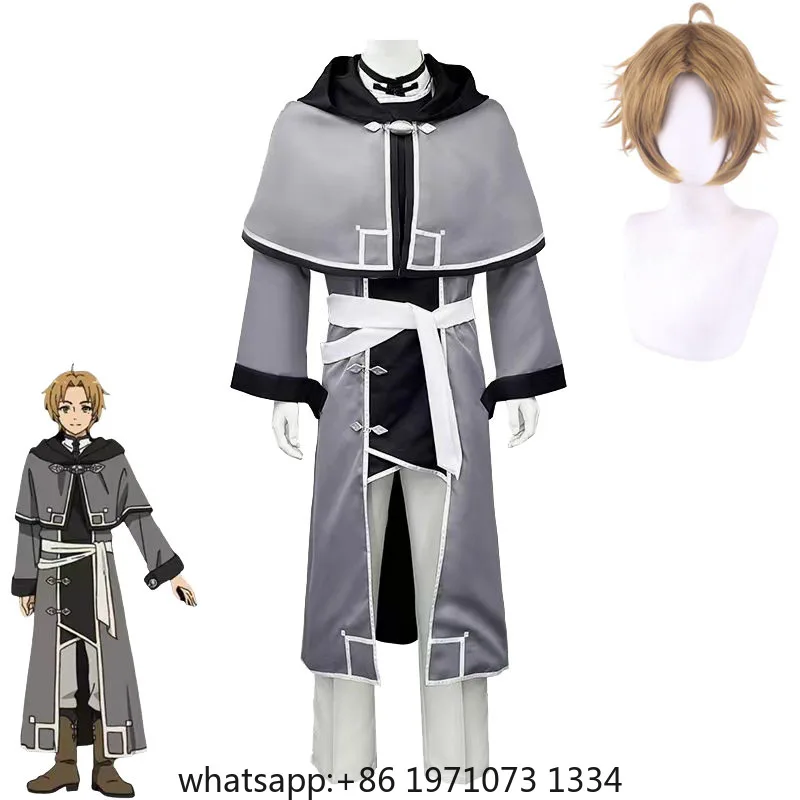 2024 Mushoku Tensei Rudeus Greyrat Cosplay Costume Jobless Reincarnation Anime Adulthood Uniform Set Cosplayer Wigs Halloween