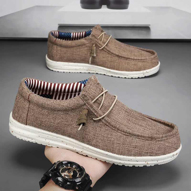 Men's Casual Shoes Outdoor Mens Sneakers Lightweight Boat Shoes Flat Driving Loafers Breathable Men Canvas Shoes Plus Size 48