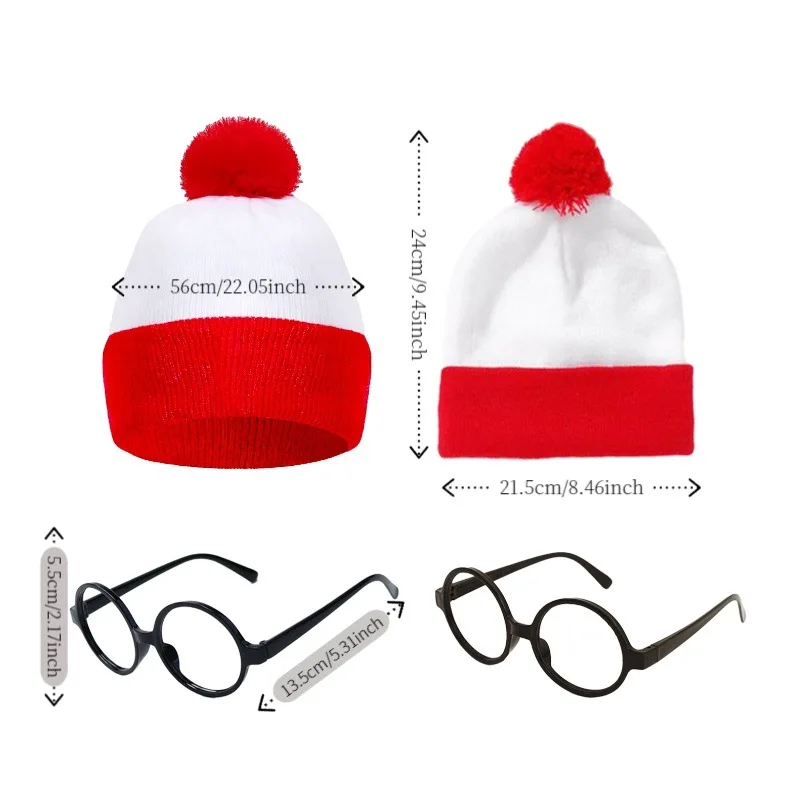 Hot Selling Knit Santa Hat with Pom Pom, Red White Christmas Beanie for Adults & Kids, Warm Wool Stocking Cap for Halloween