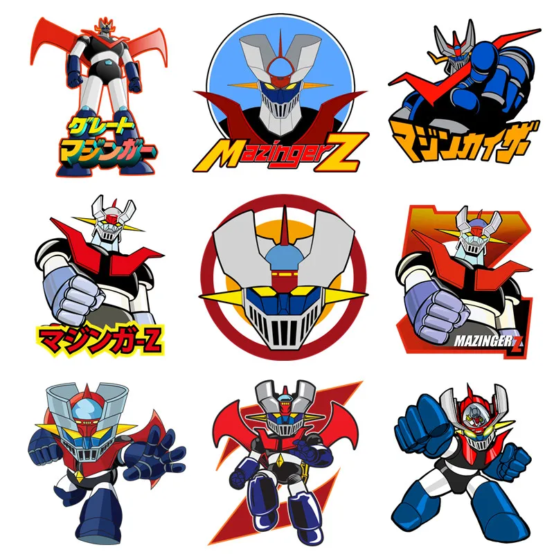 Japanese Anime Mazinger Z Cartoon Patches for Clothes Heat Transfer Thermal Stickers DIY Kids Tshirt Iron on for Women Appliqued