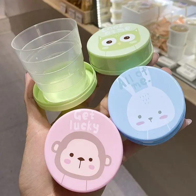 Cartoon Travel Compression Cup Creative Home Cute Folding Student Portable Telescopic Water Cup Outdoor Drinking Cup