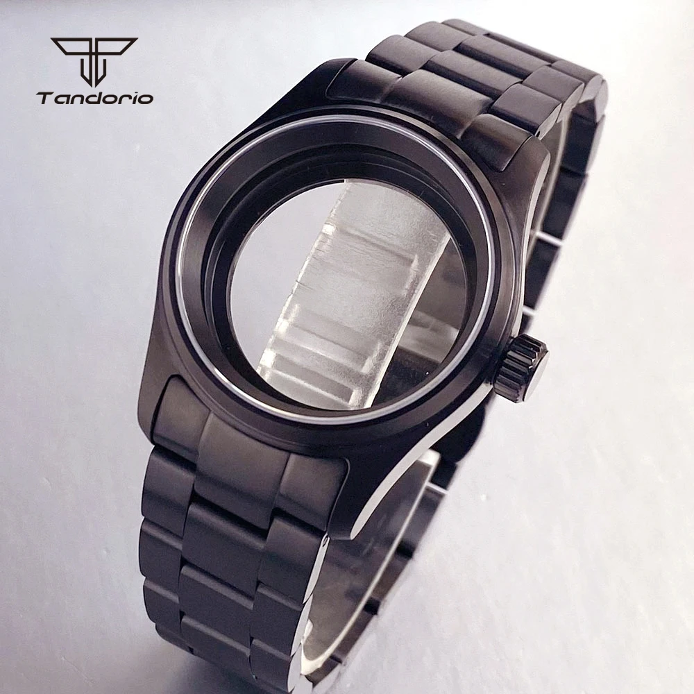 PVD Matt-Schwarz 36mm/39mm Piloten-Uhrengehäuse Passend für NH35 NH36 NH38 ETA2824 PT5000 Saphirglas Taucheruhr Wasserdichtes Armbanduhr-Mod-Teile
