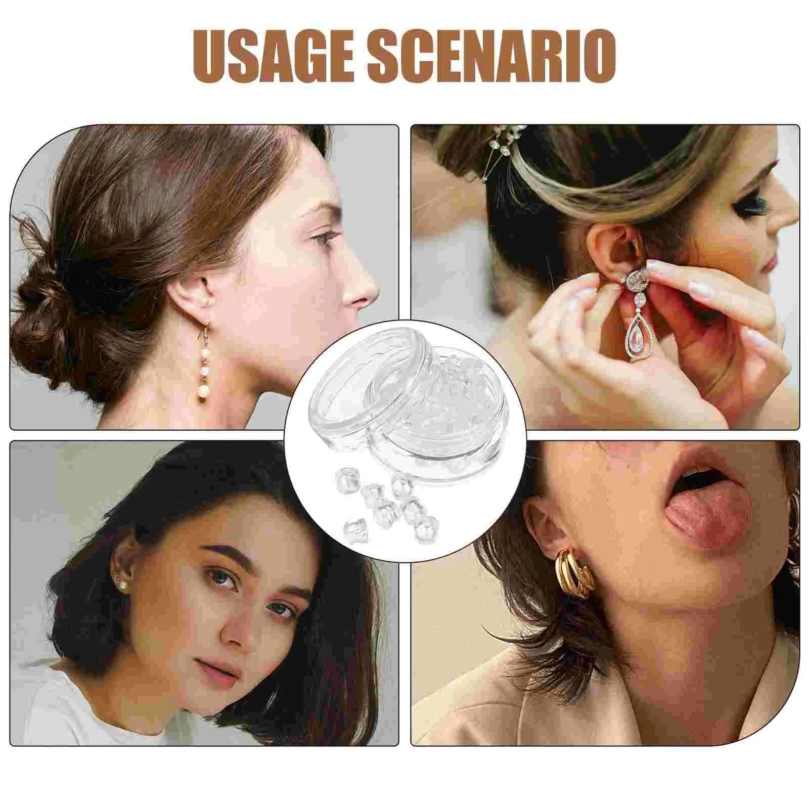 30 Pcs Ear Stud Back Plug Backs for Earrings Clear Silicone Posts of Accessories Safety Transparent Locking Studs