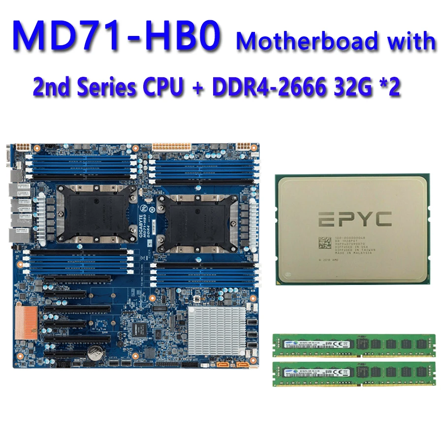 MD71-HB0 REV.1.X + 32GB DDR4-2666 RAM ChatGpt 6256 6254 6252N 6252 6242 6240Y 6238L 6234 6230T 6230 6222V 6212U 6209U 5220T CPU