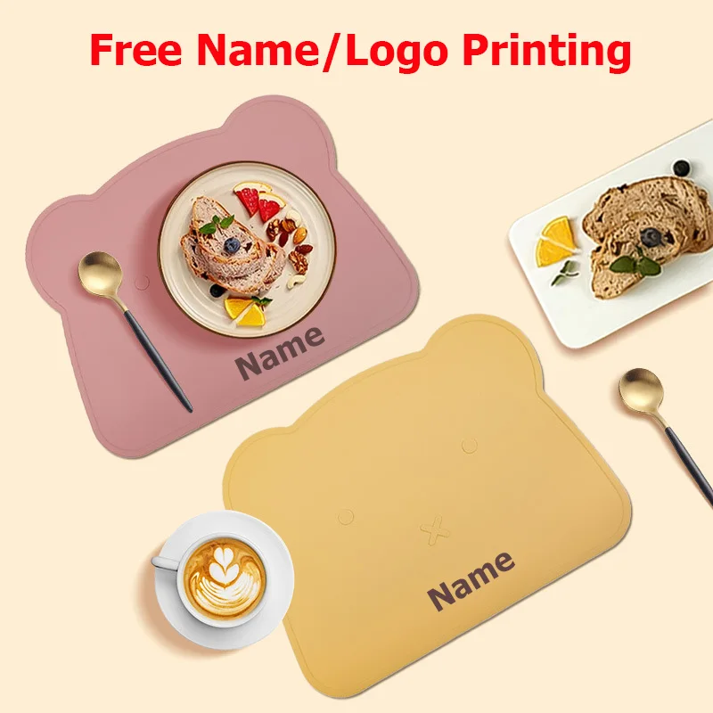 Free Name Printing Baby-Tischset, Tischset, hitzebeständige Silikon-Geschirrmatte, personalisiertes Geschenk für Jungen und Mädchen