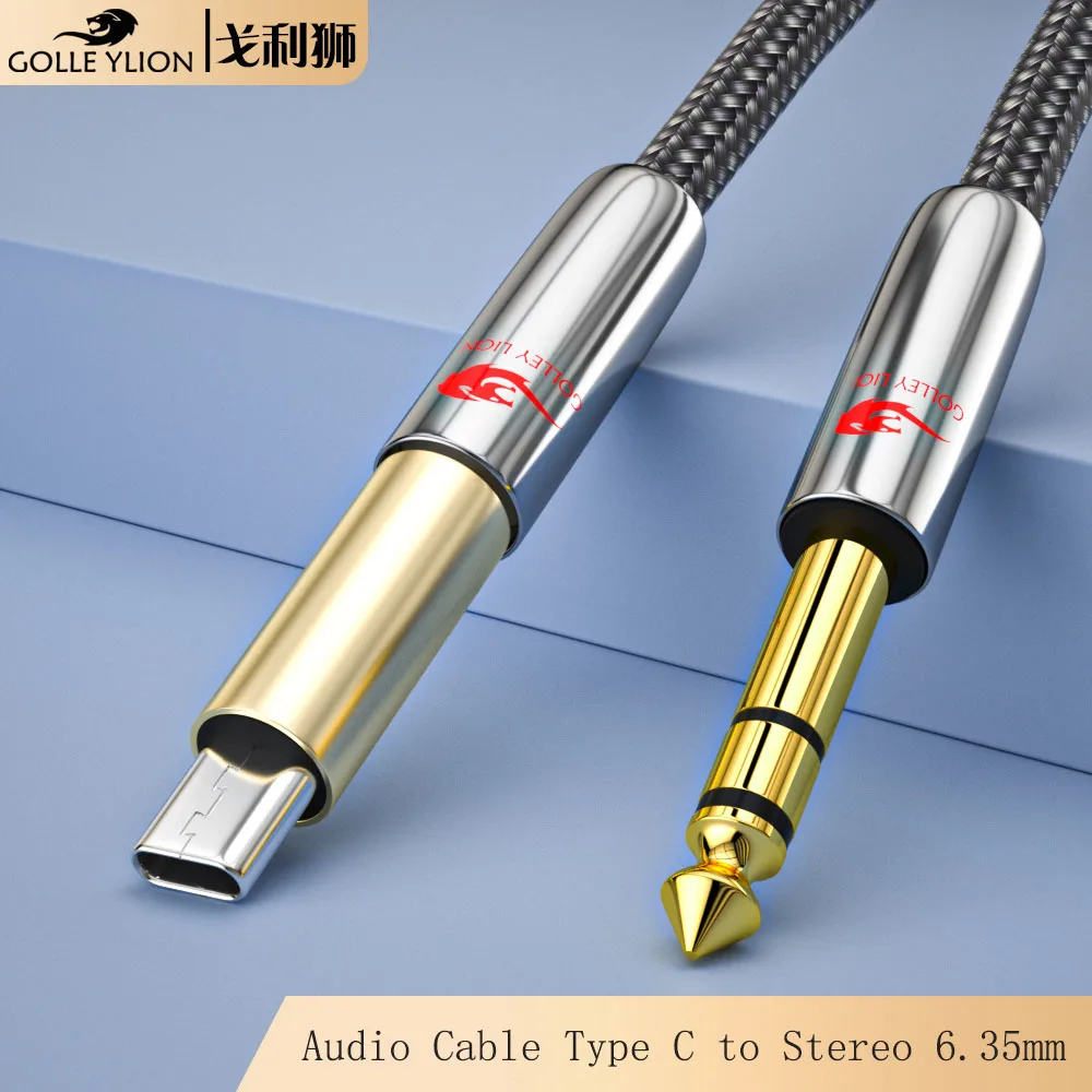 

Premium Audio Cable Stereo 6.35mm 1/4 Inch TRS Jack to Type-C for Mobile Phone AMP Soundbox Shielding Gold Plating OFC Cable