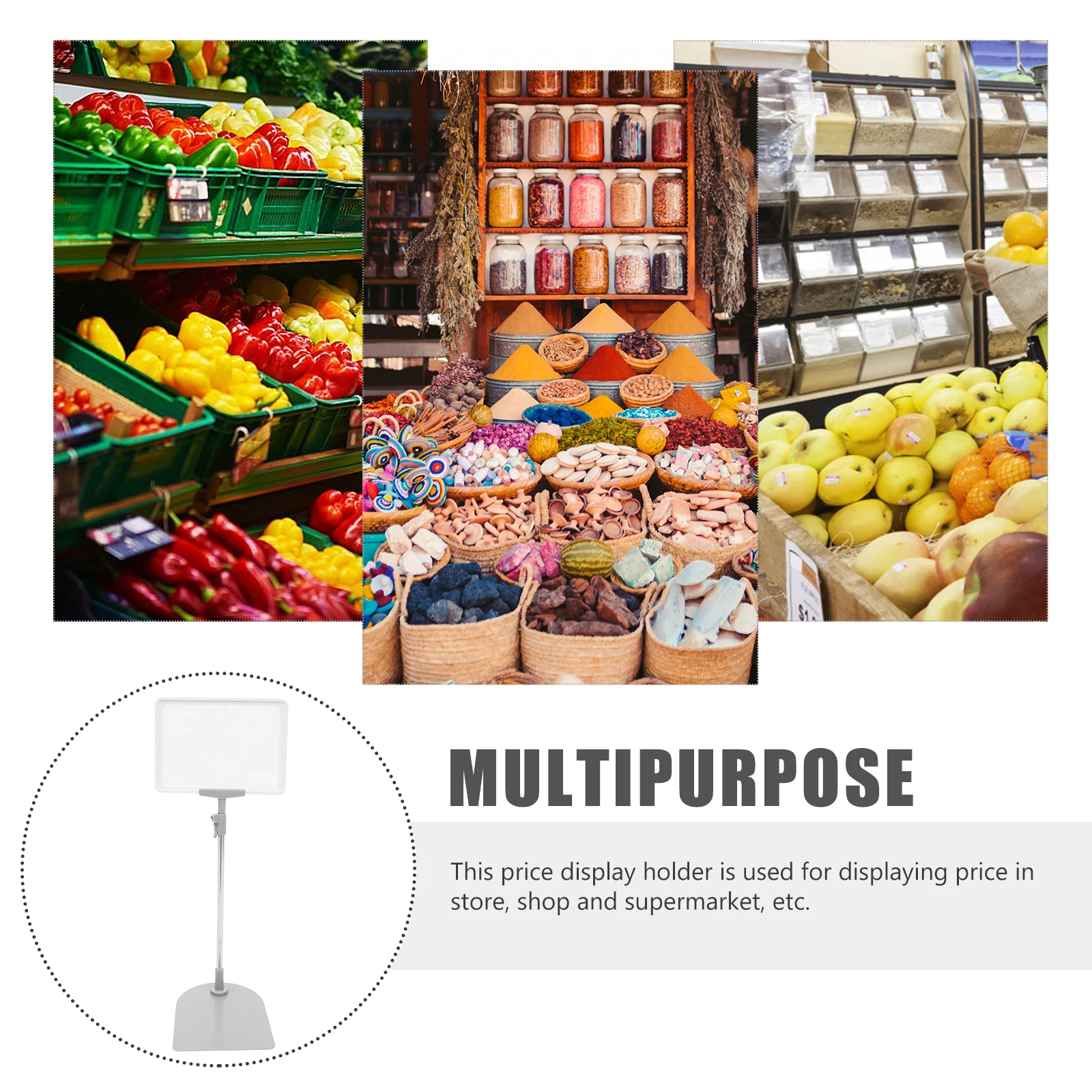 

A5 White Frame Silver Price Display Board 1 Set Reusable Plastic Supermarket Fruit Vegetable Tag Holder Lightweight