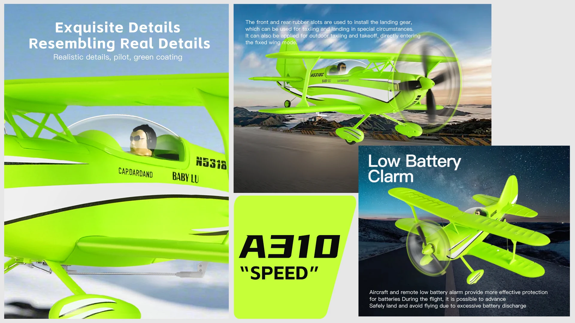 2026 WLtoys Remote-Controlled Aircraft A310 Brushless Motor 3D/6G With Gyroscope Dual Wings Four Channel Airplane Boy Toy Gift