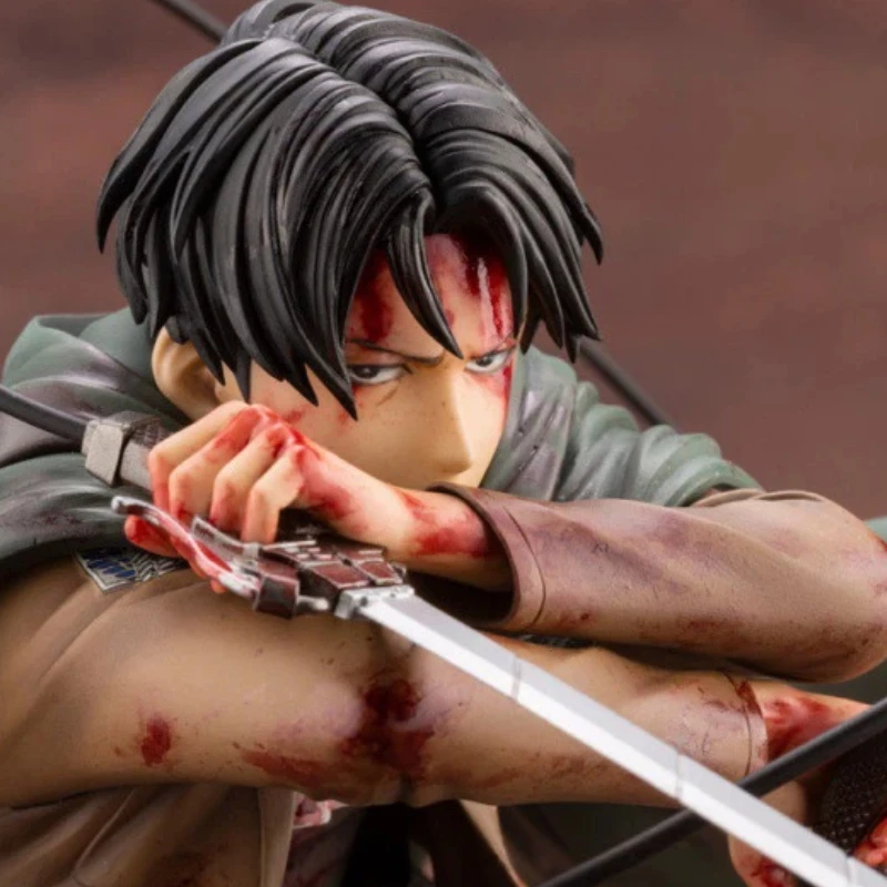 Figura de Anime de Kotobukiya, Ataque a los Titanes, Levi Ackerman, Posición Arrodillada con Daños de Batalla, Figura Coleccionable de PVC para Coleccionistas