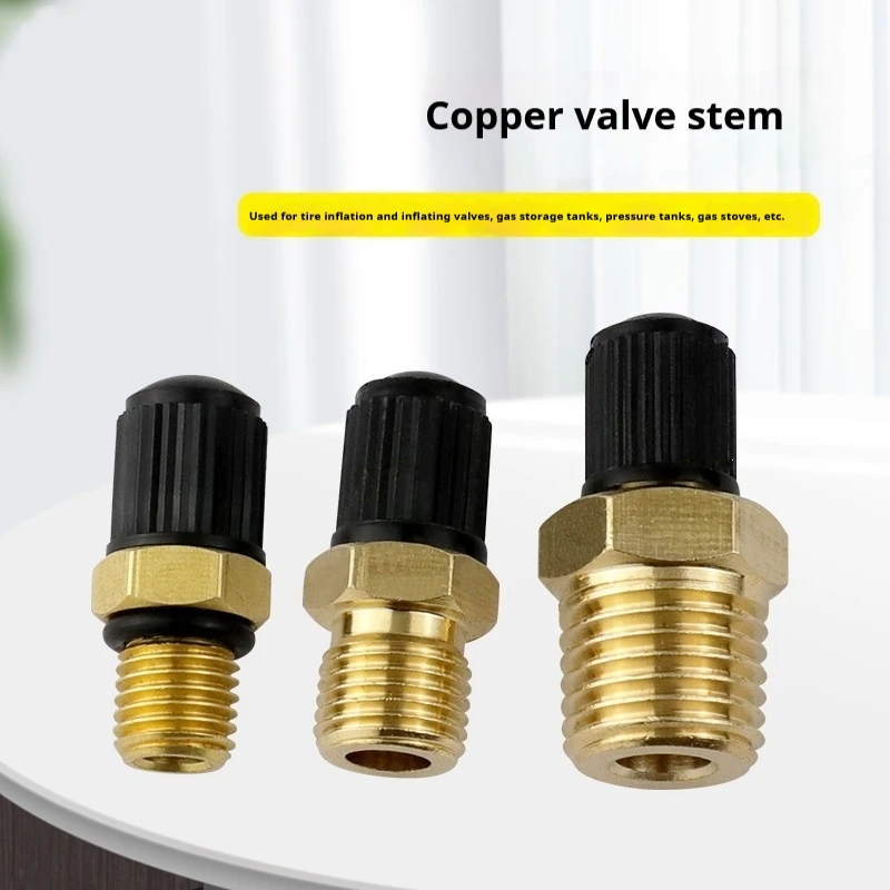 M8 1/8 1/4 NPT Brass Air Valve Stem External Thread Tire Inflation Nozzle Replacement Air Valve for Pressure Tank Gas Stove Tire