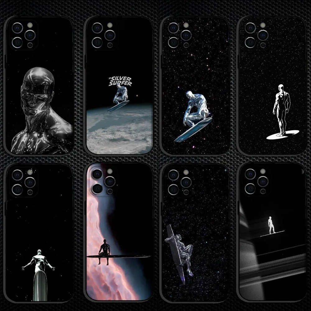 

silver surfer Phone Case For iPhone 16,15,14,13,12,11 Plus,Pro Max, Soft Silicone Black Cover