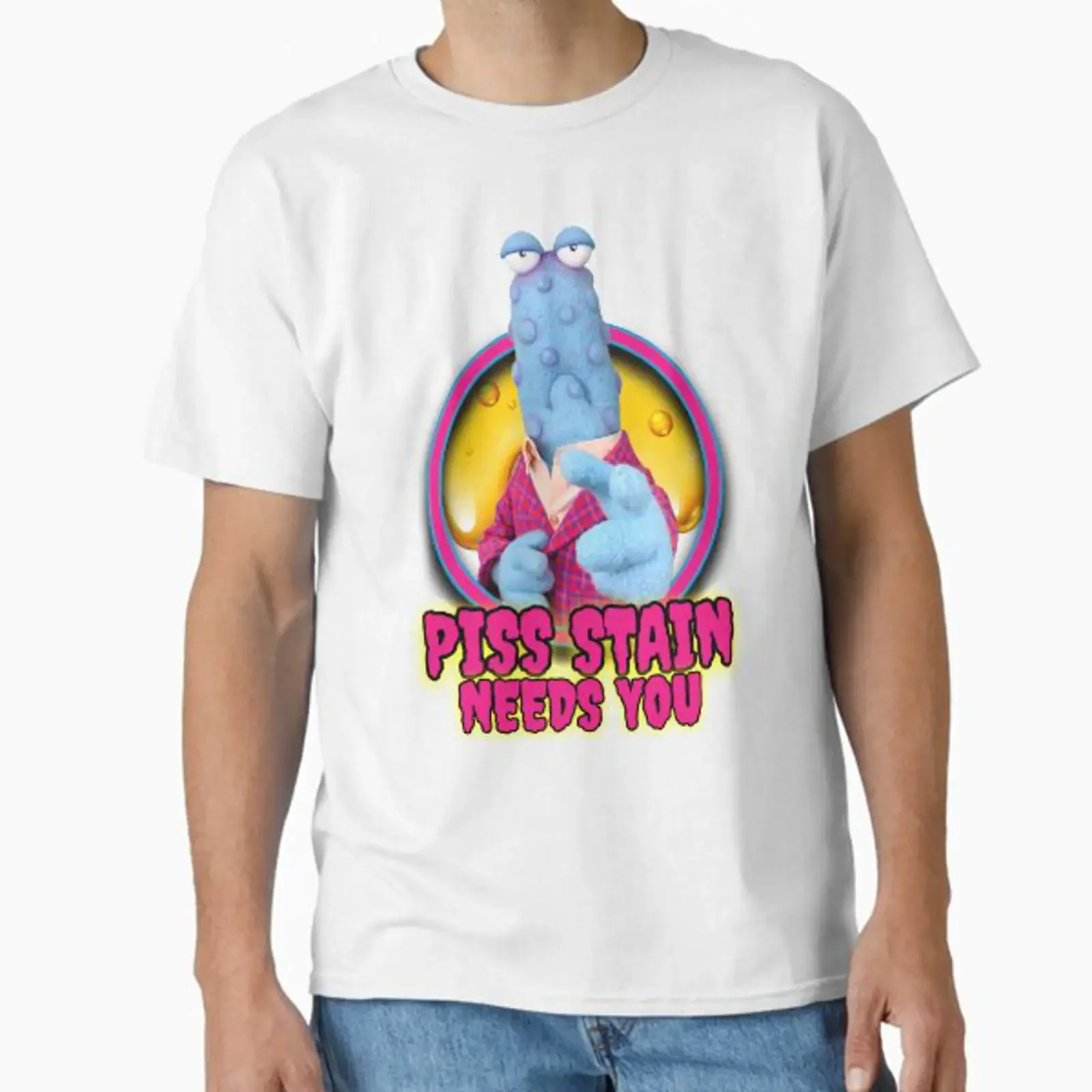 PISS STAIN designed and sold by Unspirations vintage Washed Unisex Soft Top For Everyday Wear Breathable streetwear Stretched