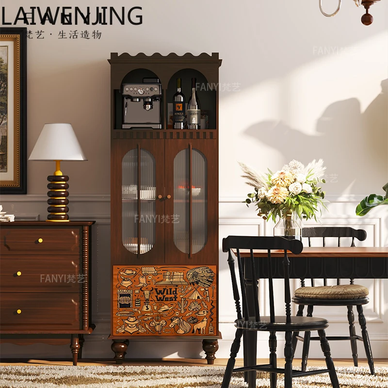 

MJY American retro solid wood integrated wall dining side locker TV side wine cabinet