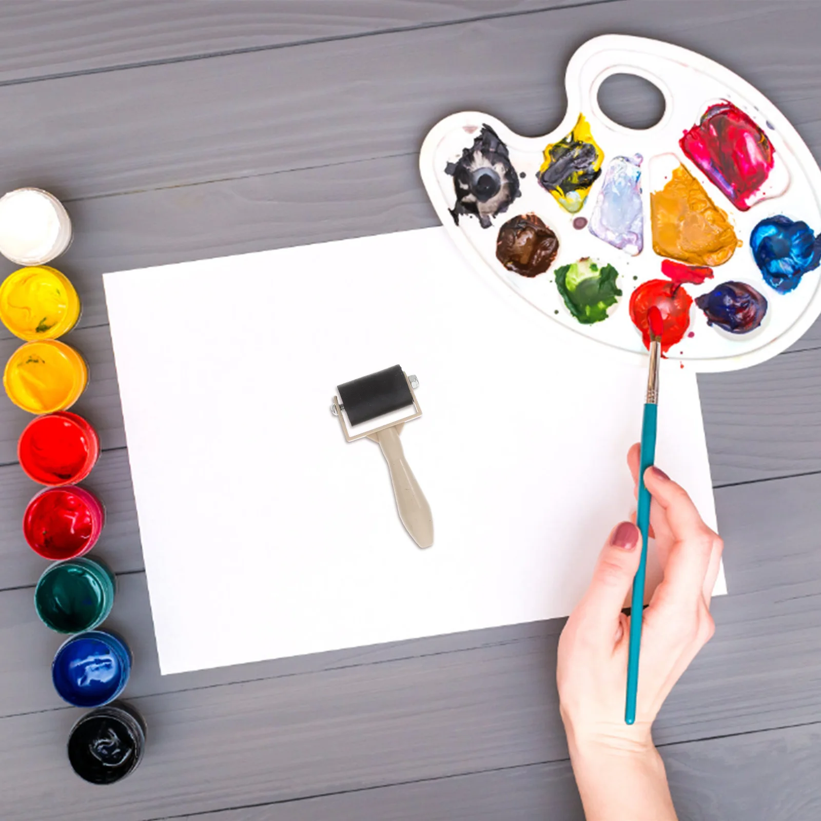 6Pcs Plastic Printmaking Roller Set Ideal for Ink Application on Metal Plates Smooth Rolling Action Lightweight and