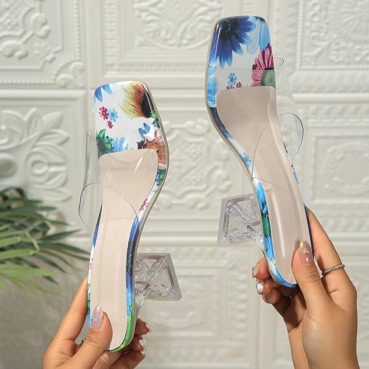 Women Sandals Fashion Transparent Platform Slippers Sexy Fashion Casual Sandals 2024 New Summer High Heels Mules Slides Women