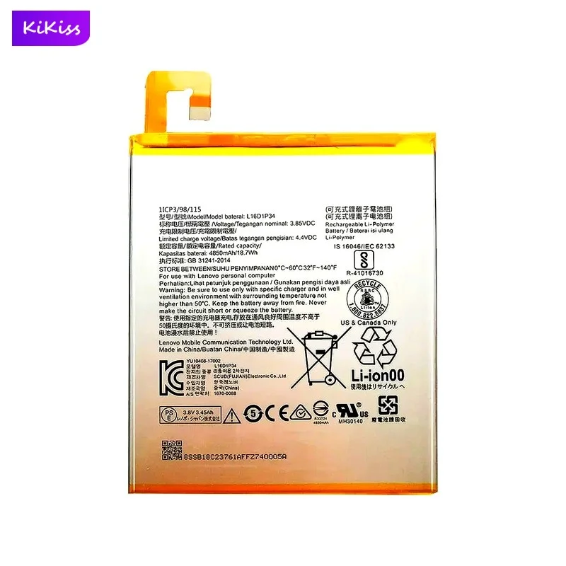 L16D1P34 Tablet Battery For LENOVO TAB 4 8 TB-8504N TAB4 8 plus 4850mAh Real Capacity