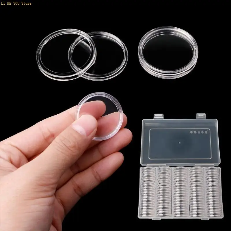 

W3JE Round Coin Storage Box 100 Pcs Collectors Coin Collection Display for Case