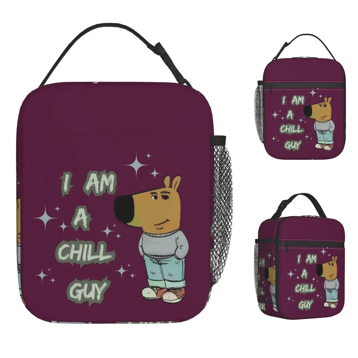 Chill Guy Meme Lunchtasche, tragbar, isoliert, Lunchbox, für Kinder, Büro, Designer, Kühltasche, lustige Oxford-Thermo-Tragetasche, Handtaschen