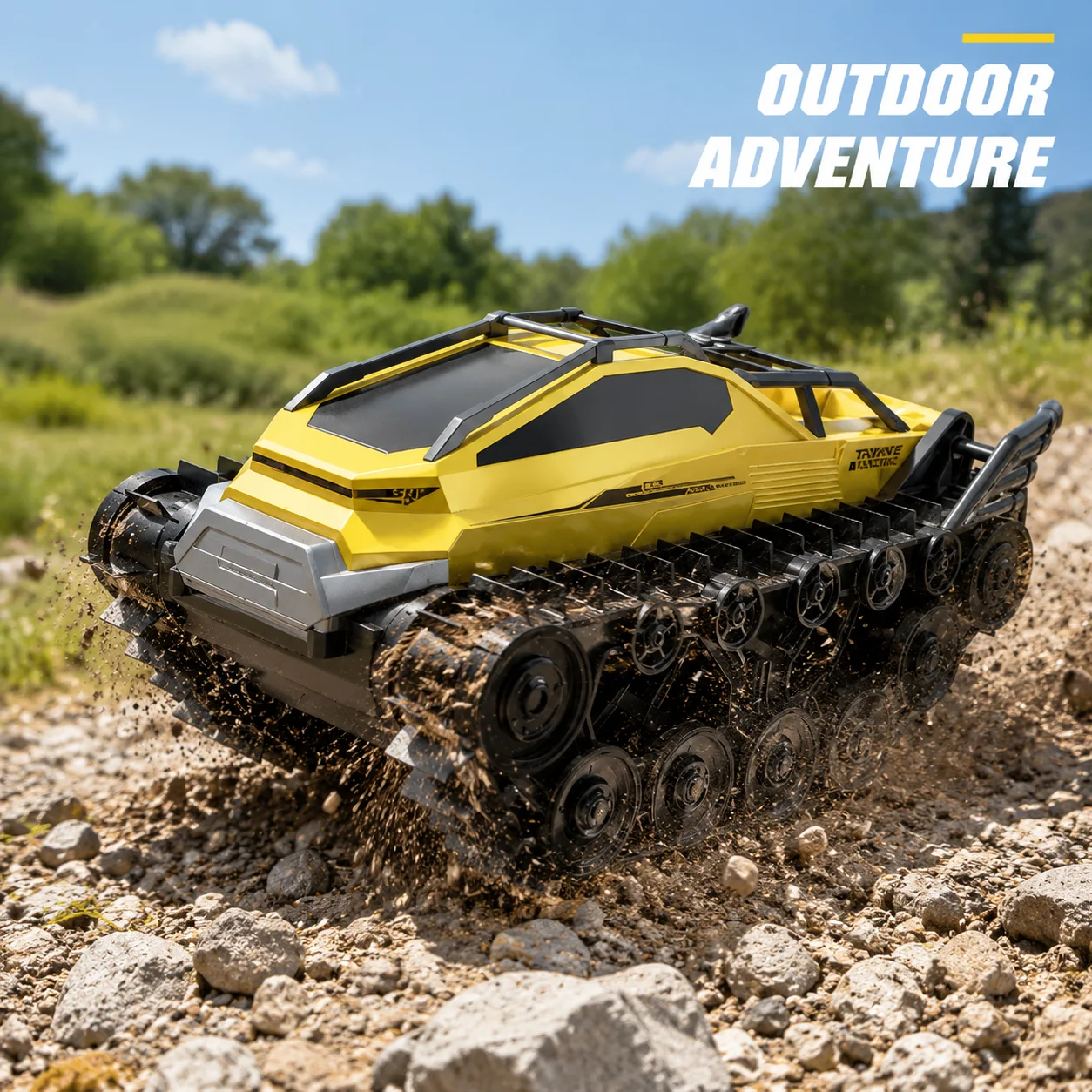 2.4GHz Amphibious RC Tank With Dual Remote Control, Hand Controller & Watch Gesture Sensor Waterproof Land Water Tracked Crawler