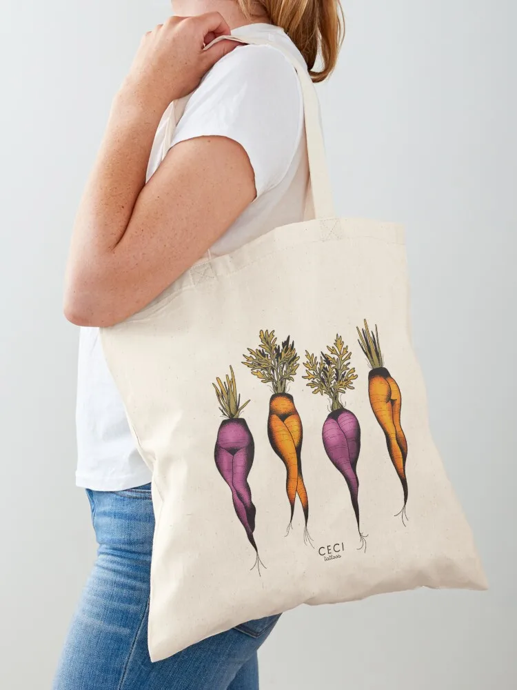 Sexy carrots botanical chart tattoo flash Tote Bag bag for beach tote bags aesthetic bags luxury women canvas shopping bag