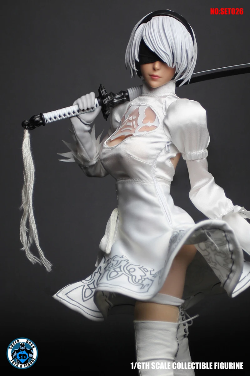 SUPER DUCK SET026 1/6 Neil Mechanical Era Sister 2B Head Carving Clothing Set Fit 12'' Action Figure S04b Body In Stock