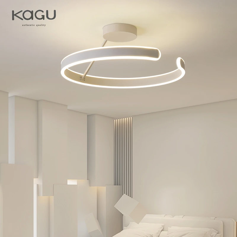 kagu led anel lampada do teto preto branco quarto lustre regulavel jantar sala de estar lampadas pingentes minimalistas 01