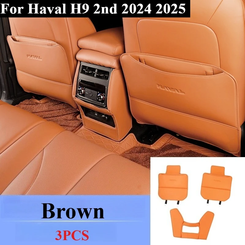 

Leather For Haval H9 2nd 2024 2025 Car Front Seat Anti Kick Pad Rear Armrest Box Seat Back Anti Dirt Protective Pad Frame