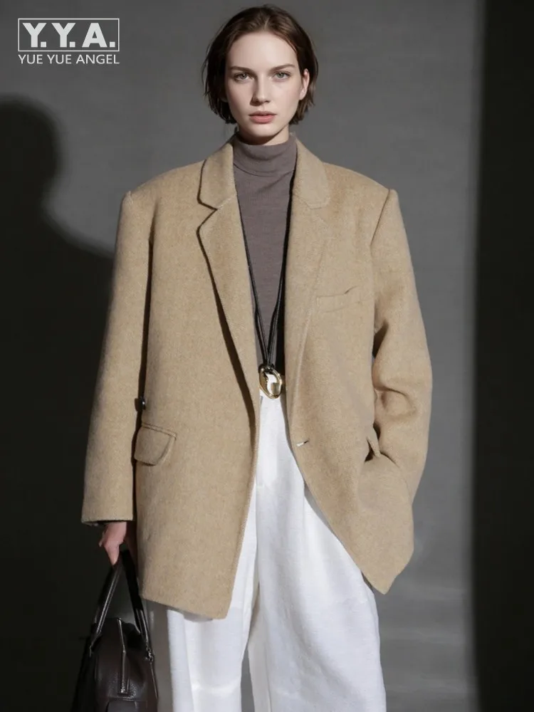 

Осень-зима женский универсальный однобортный пиджак с зубцами с длинным рукавом офисные женские элегантные пиджаки свободного покроя пальто топы