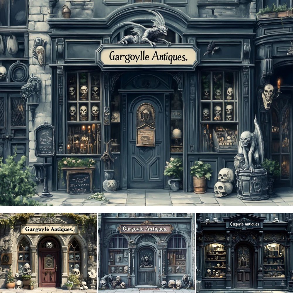 Fondo de monstruo de antigüedades de gárgola, Castillo de terror de Halloween, retrato familiar para niños, fotografía, telón de fondo, accesorios de estudio fotográfico