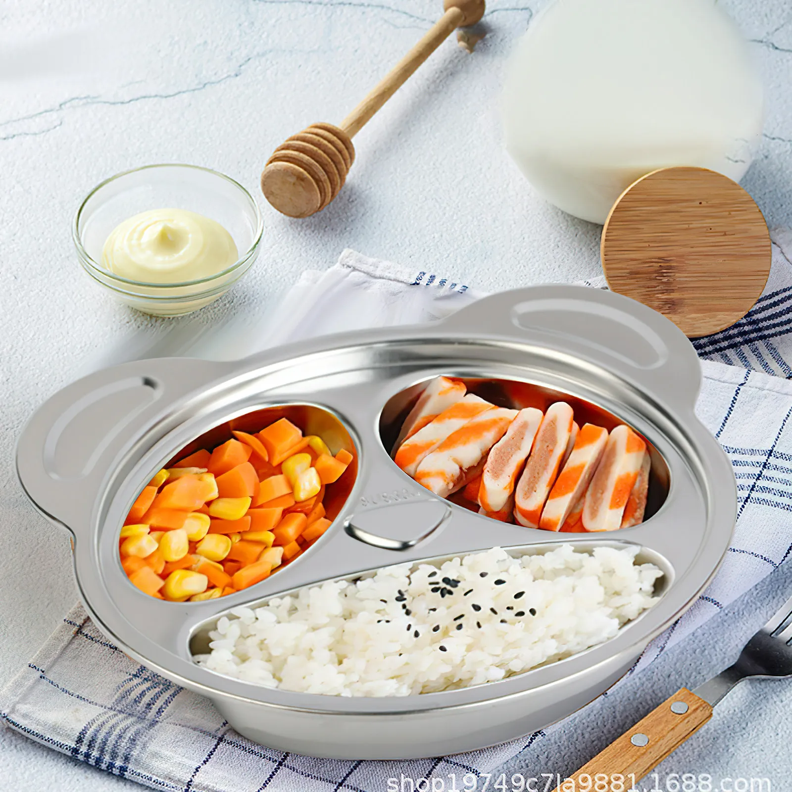 Stainless Steel Divided Dinner Plate for Kids Sectioned Food Serving Tray Home Kitchen Use Compact Portable Smooth Surface
